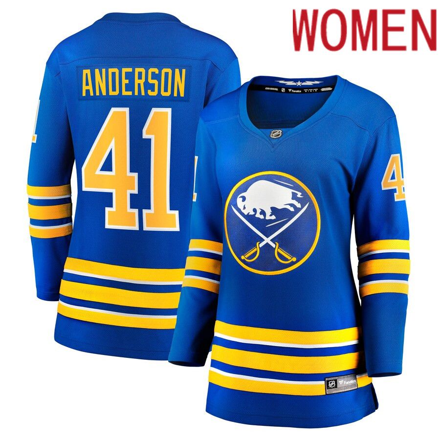 Women Buffalo Sabres 41 Craig Anderson Fanatics Branded Royal Home Breakaway Player NHL Jersey